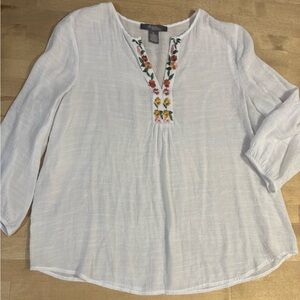 Olivia & Martin boho rayon blend Embroidered tunic top